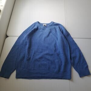LL Bean Sweater Mens XL Tall Blue Cotton Cashmere Crewneck Pullover Knit